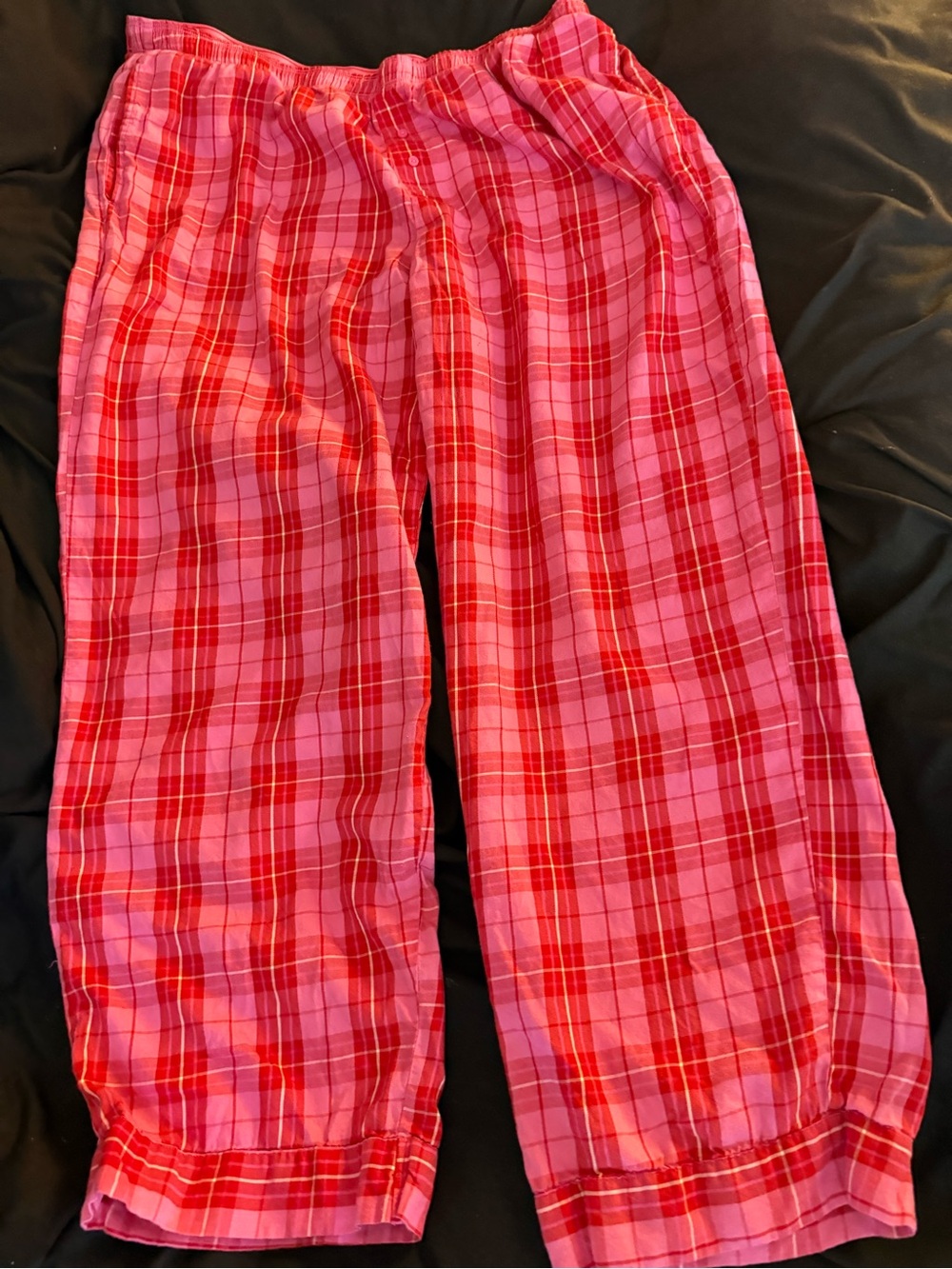 Womens Pink and Red Plaid Pajama Pants